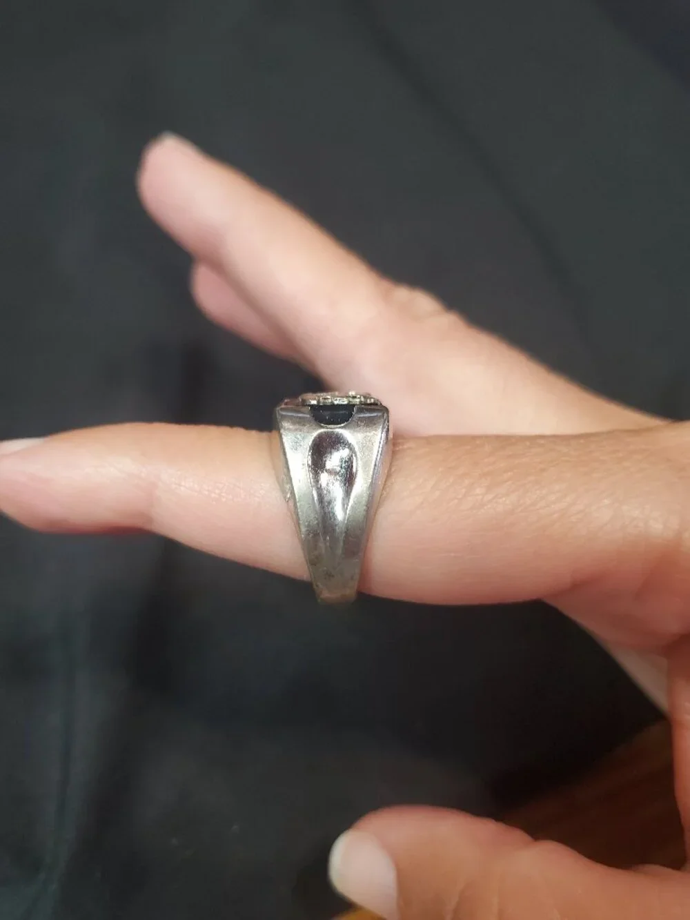 Vintage ESPO Joseph Esposito Sterling Silver 925 Black Onyx Initial D Ring